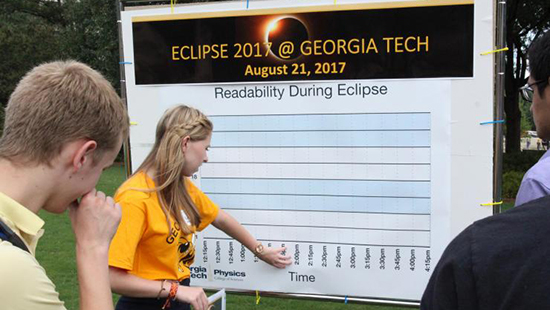 Georgia Tech students documenting legibility during the eclipse
