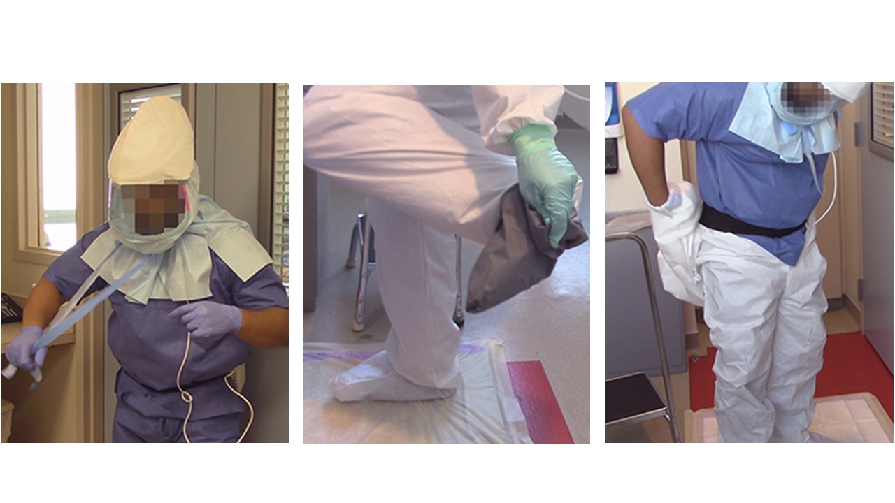 Some steps in removing protective equipment (Courtesy of Joel Mumma)